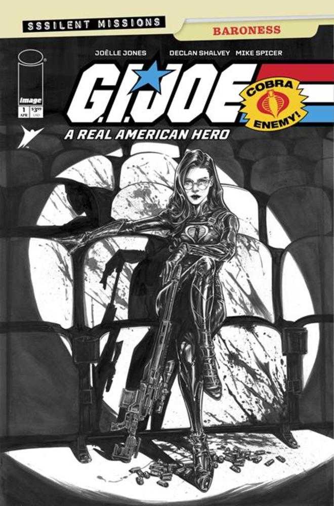 G.I. Joe A Real American Hero Sssilent Missions Baroness #1 (One Shot) Cover C 1 in 10 Joelle Jones Black & White Variant