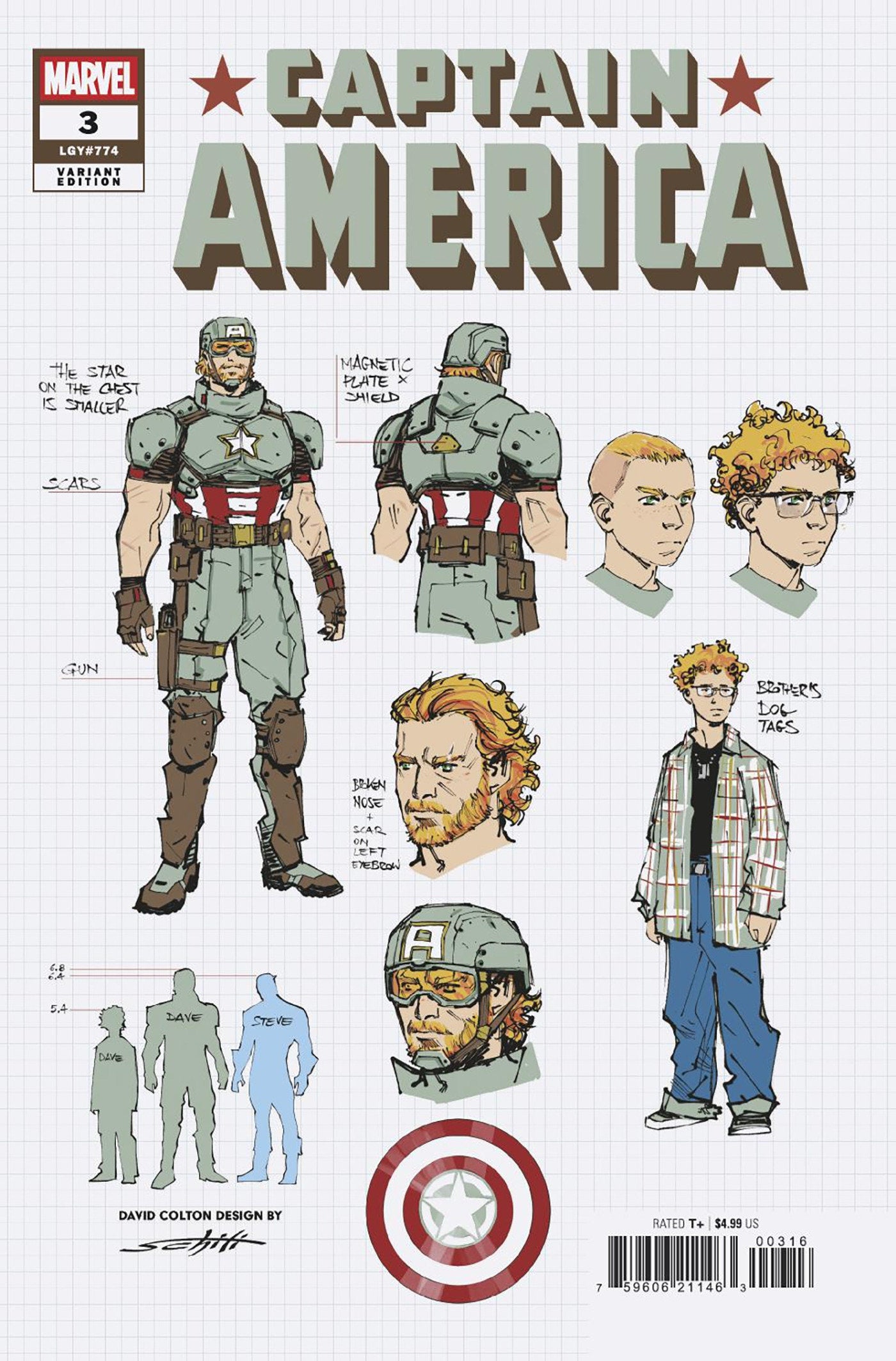 Captain America #3 Valerio Schiti 1 in 10 Design Variant