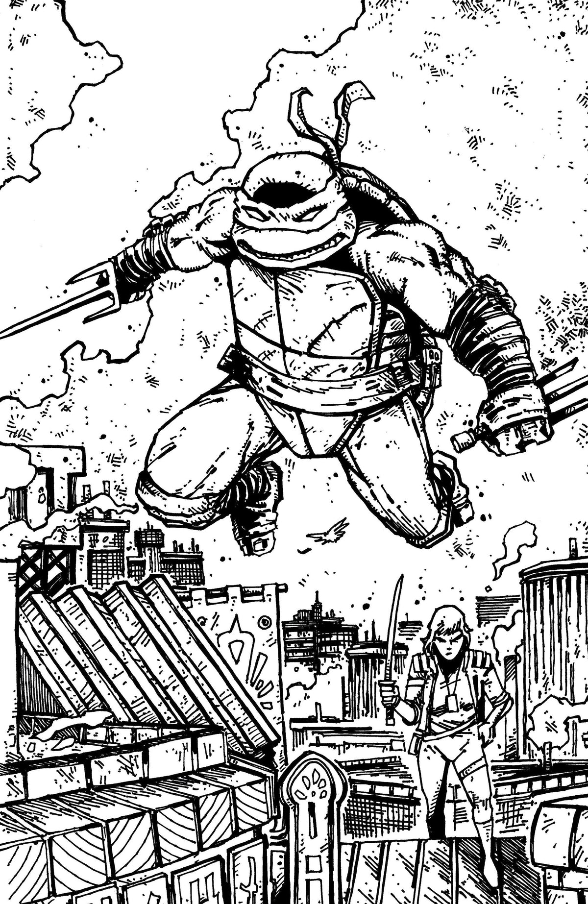 Teenage Mutant Ninja Turtles #22 Variant Ri (10)Â (Eastman & Bishop Black & White Full Art)