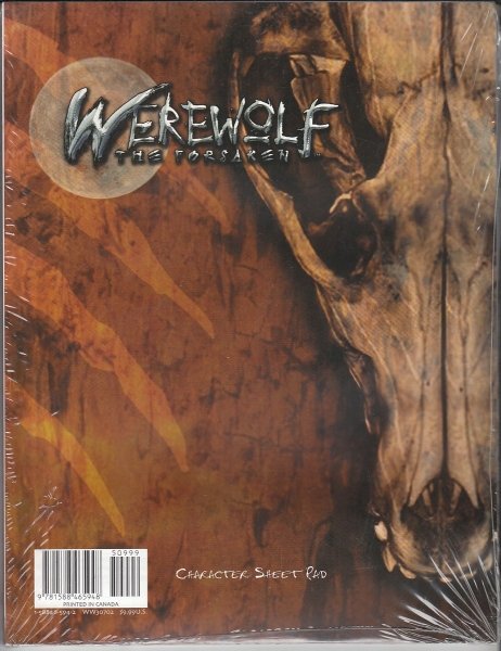 WEREWOLF THE FORSAKEN CHARACTER SHEET PAD