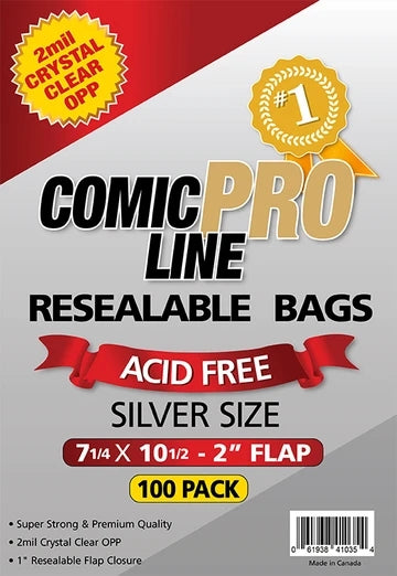 SUPPLIES COMIC PRO LINE SILVERAGE SIZE RESEALABLE BAGS