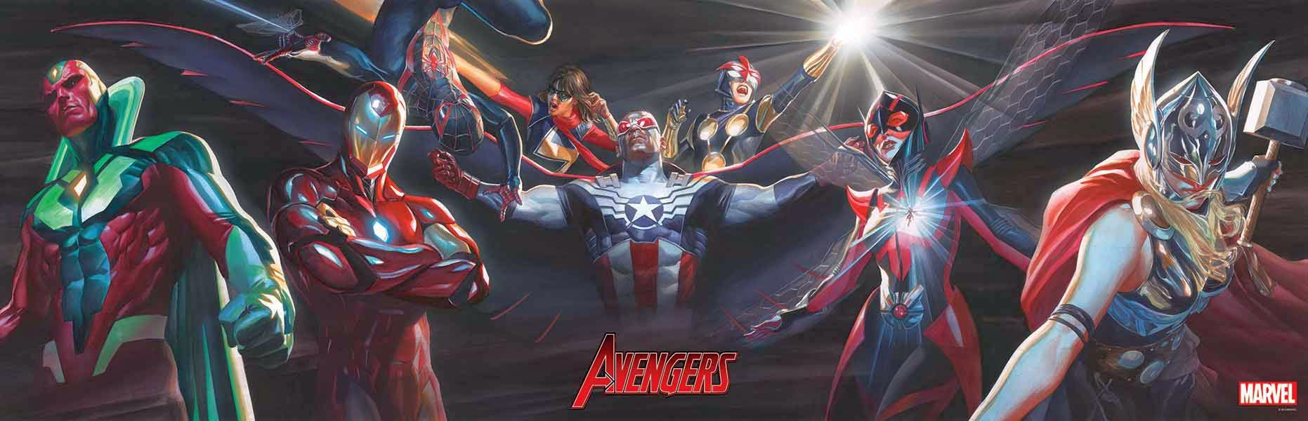 LINKING AVENGERS COVERS #1-5 BY ALEX ROSS VINYL POSTER