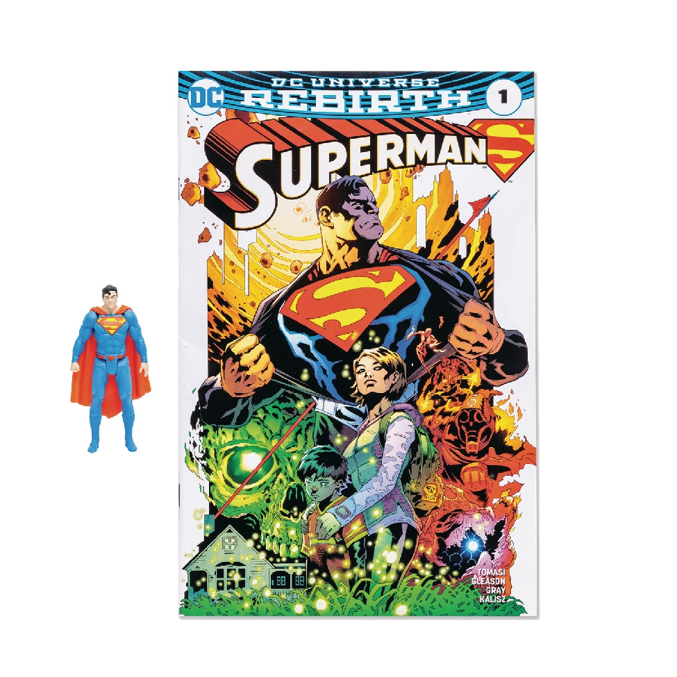 SUPERMAN REBIRTH 3IN ACTION FIGURE WITH COMIC PAGE PUNCHER