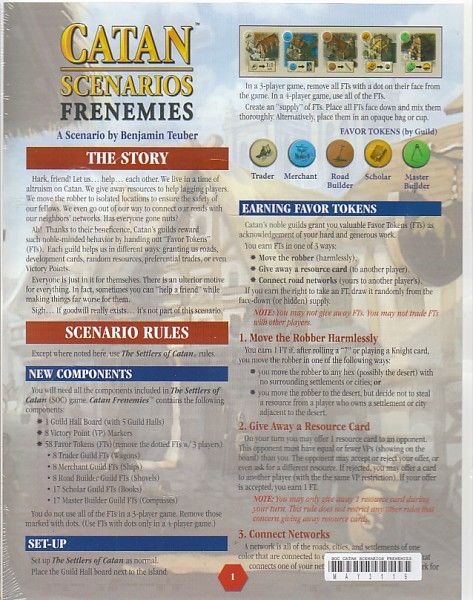 SETTLERS OF CATAN FRENEMIES EXPANSION PACK