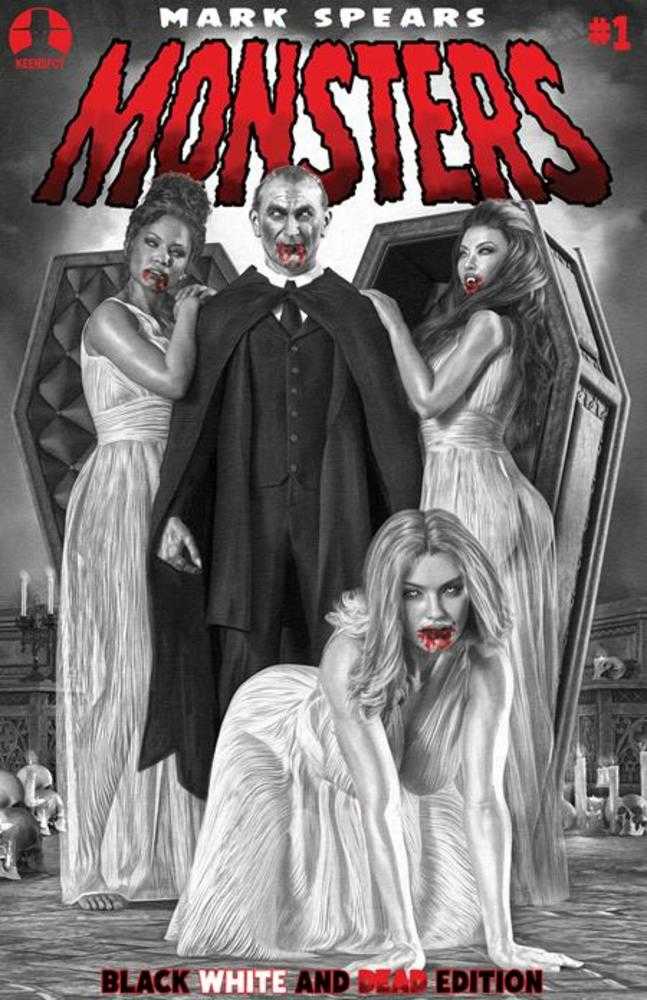 Mark Spears Monsters #1 7th Printing Black White & Dead Edition Cover C Mark Spears Court Of Blood Variant