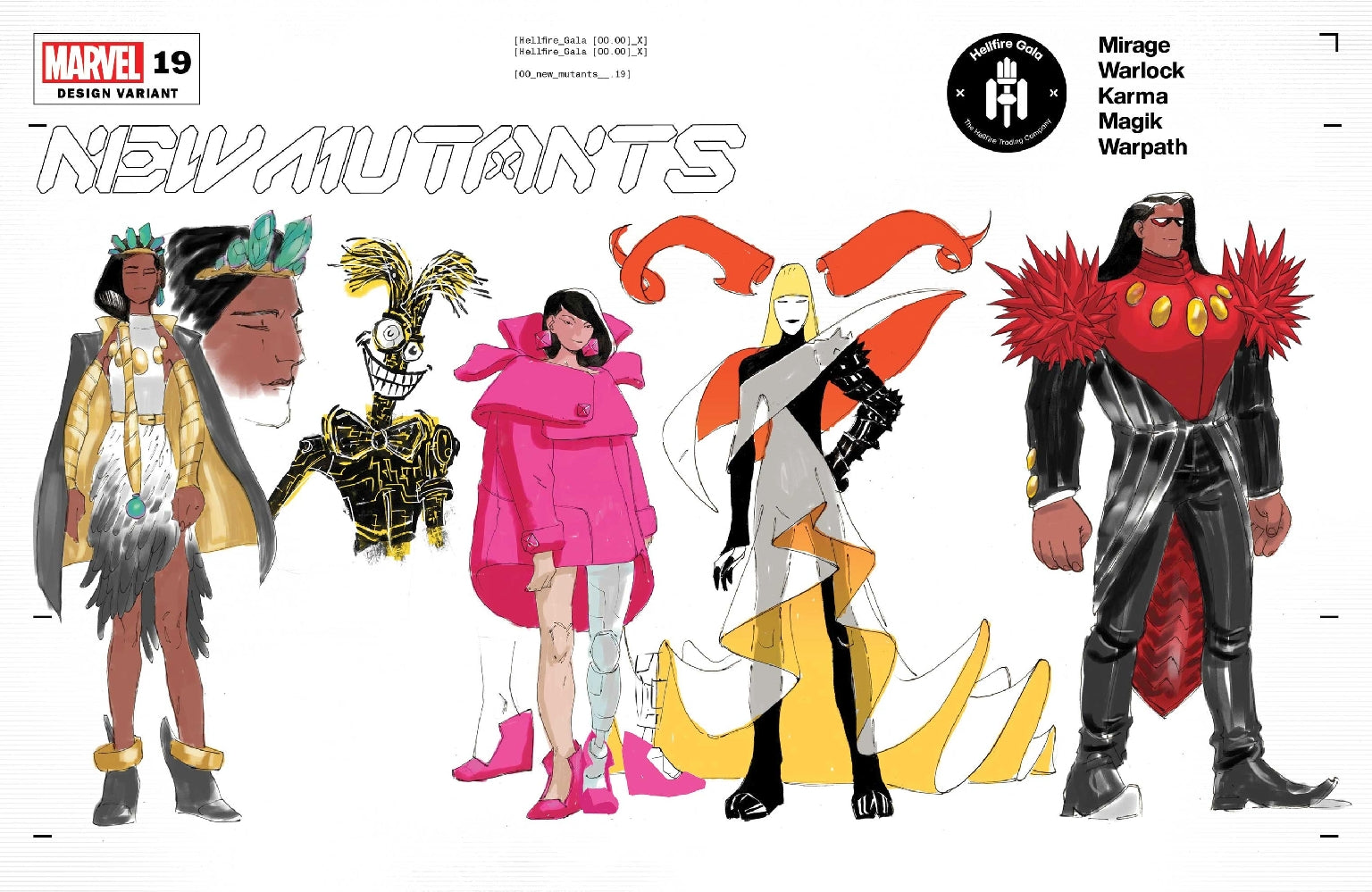 NEW MUTANTS #19 LINS CHARACTER DESIGN VAR GALA